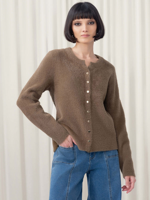 Brown Soft Chenille Cardigan