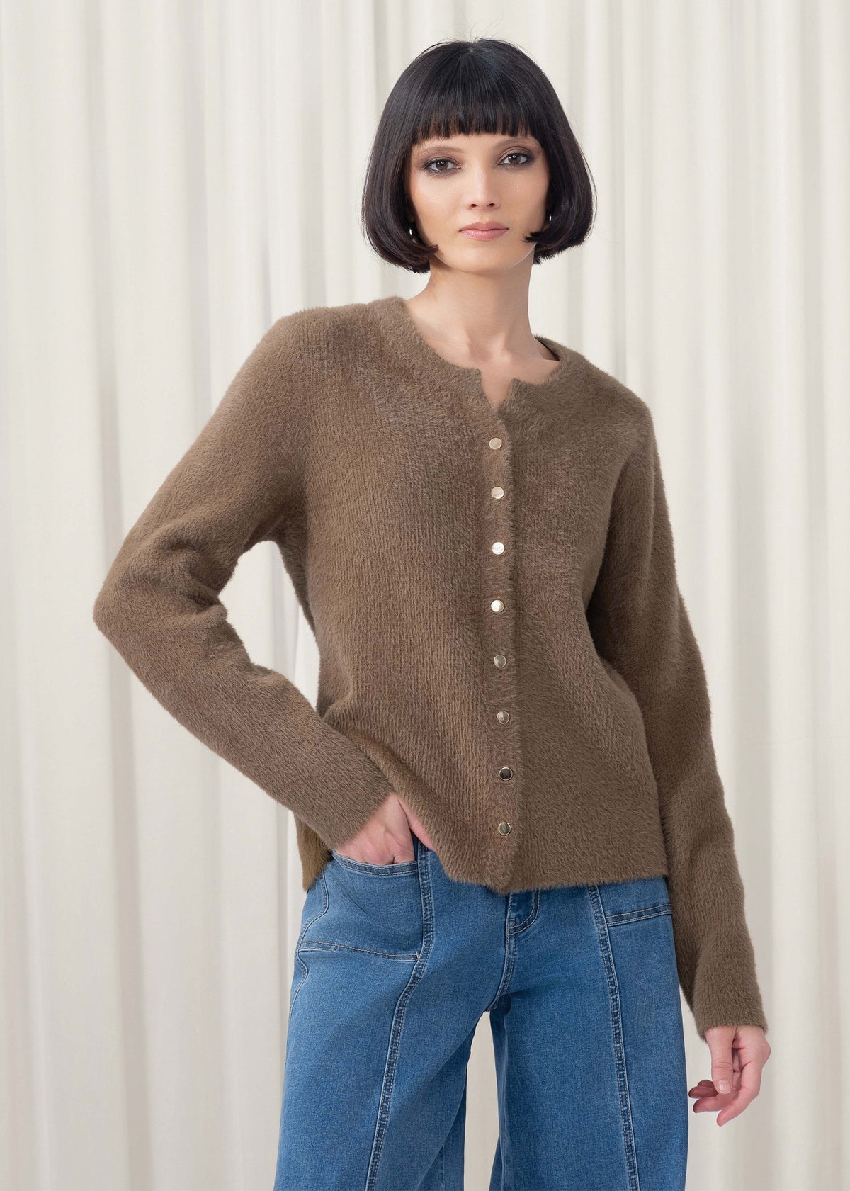 Brown Soft Chenille Cardigan