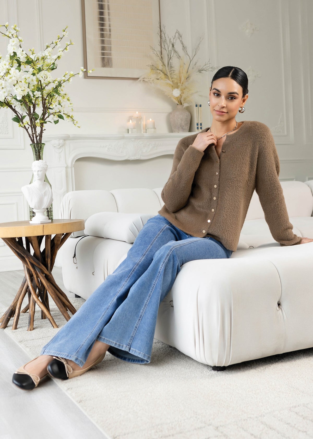Brown Soft Chenille Cardigan