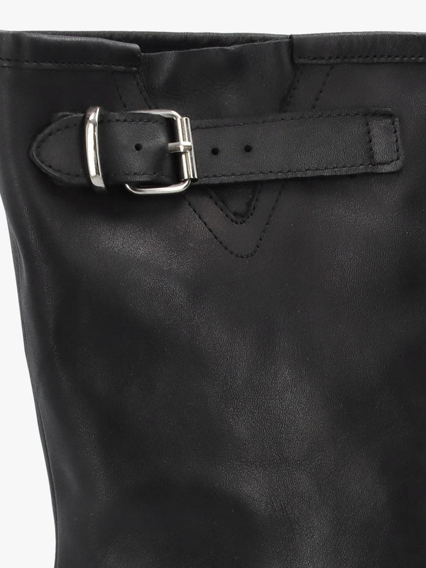 Black Leather Wide Leg Chunky Calf Boots