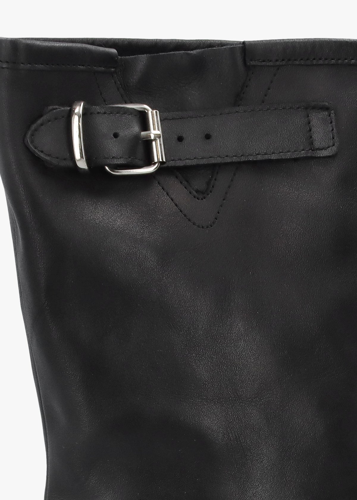 Black Leather Wide Leg Chunky Calf Boots