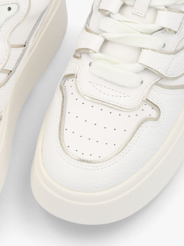 Match White Plantino Leather Chunky Flatform Trainers