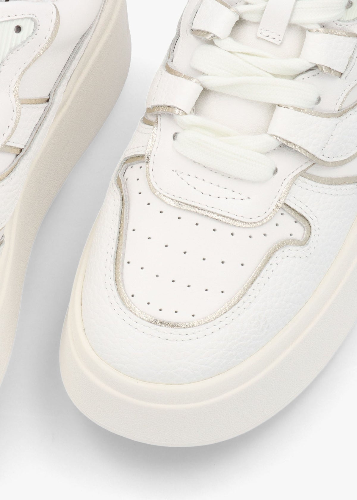 Match White Plantino Leather Chunky Flatform Trainers