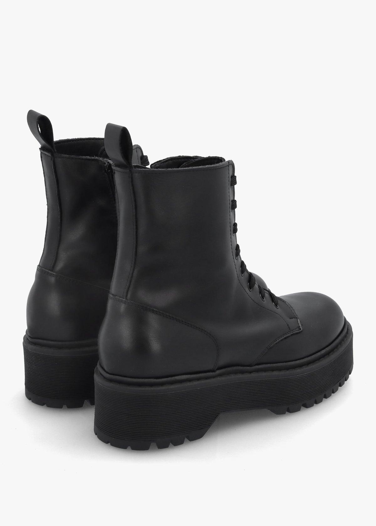 Black Leather Slab Sole Ankle Boots