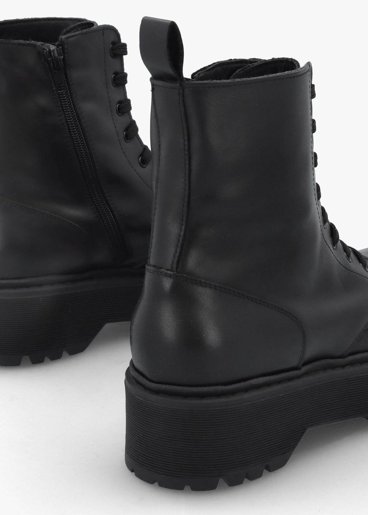 Black Leather Slab Sole Ankle Boots