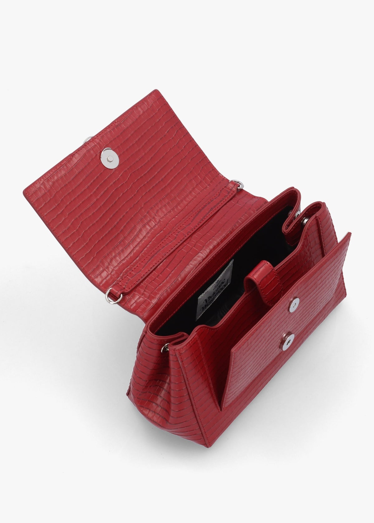 Hazel Medium Red Embossed Croc Shoulder Bag
