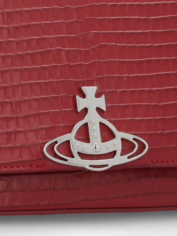 Hazel Medium Red Embossed Croc Shoulder Bag