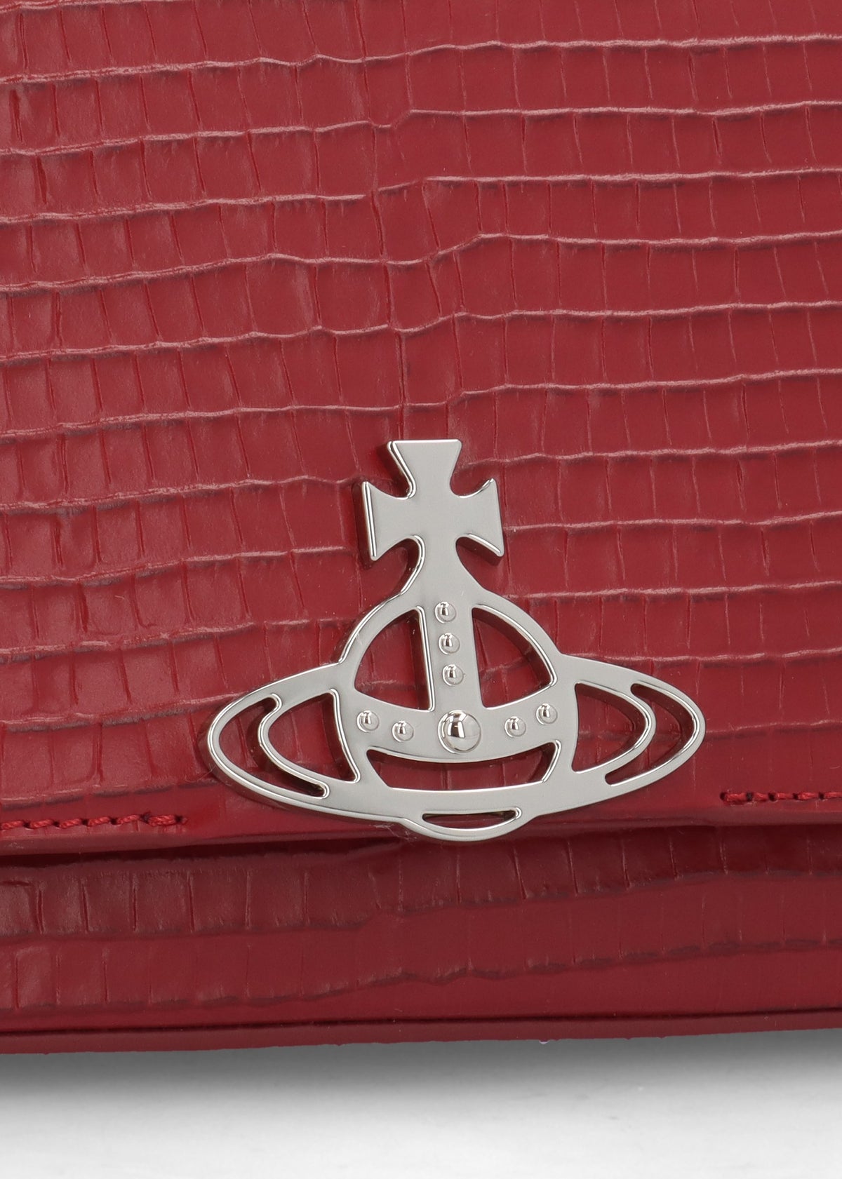 Hazel Medium Red Embossed Croc Shoulder Bag