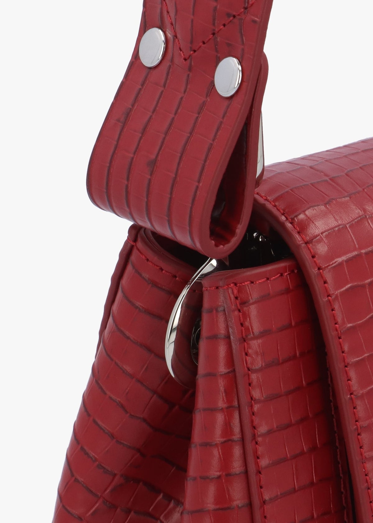 Hazel Medium Red Embossed Croc Shoulder Bag