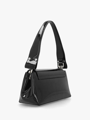 Hazel Medium Black Enamel Orb Shoulder Bag