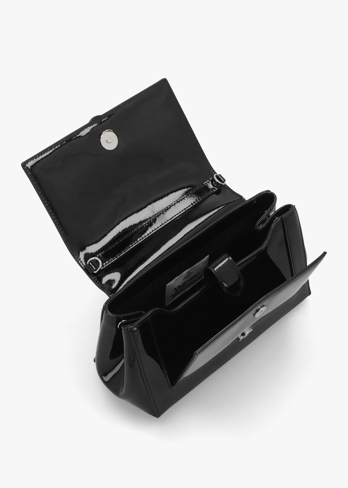 Hazel Medium Black Enamel Orb Shoulder Bag