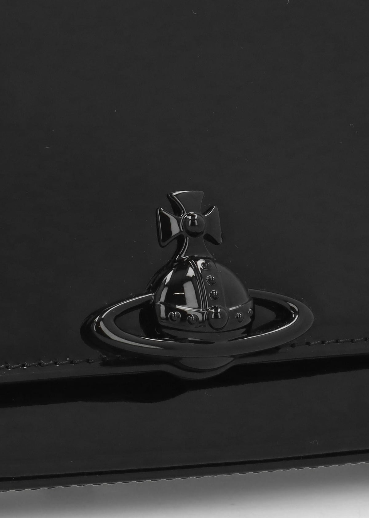 Hazel Medium Black Enamel Orb Shoulder Bag