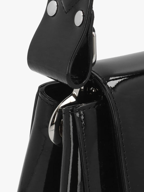 Hazel Medium Black Enamel Orb Shoulder Bag