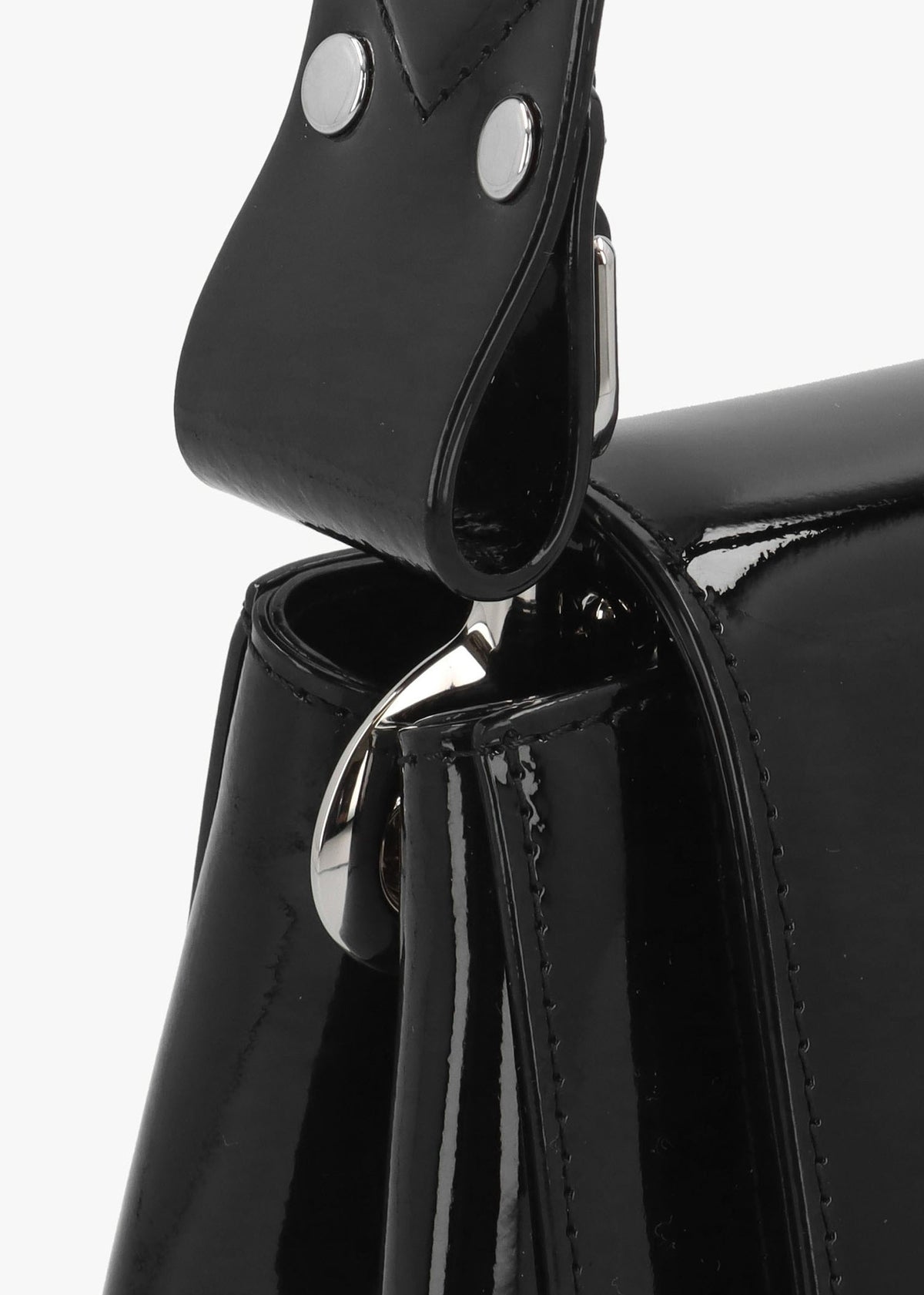 Hazel Medium Black Enamel Orb Shoulder Bag