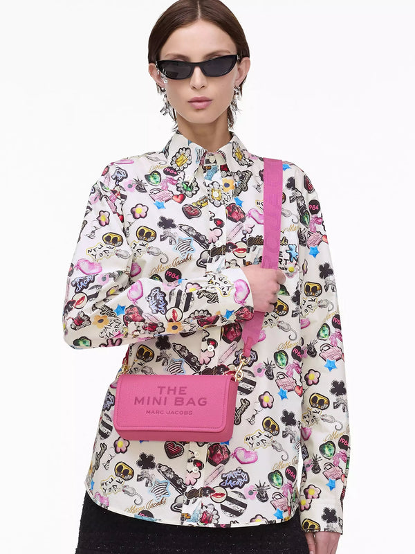 The Leather Mini Bow Pink Cross-Body Bag