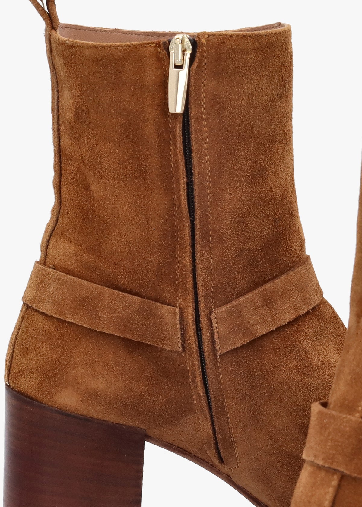 Faith Tan Suede Stirrup Block Heel Ankle Boots
