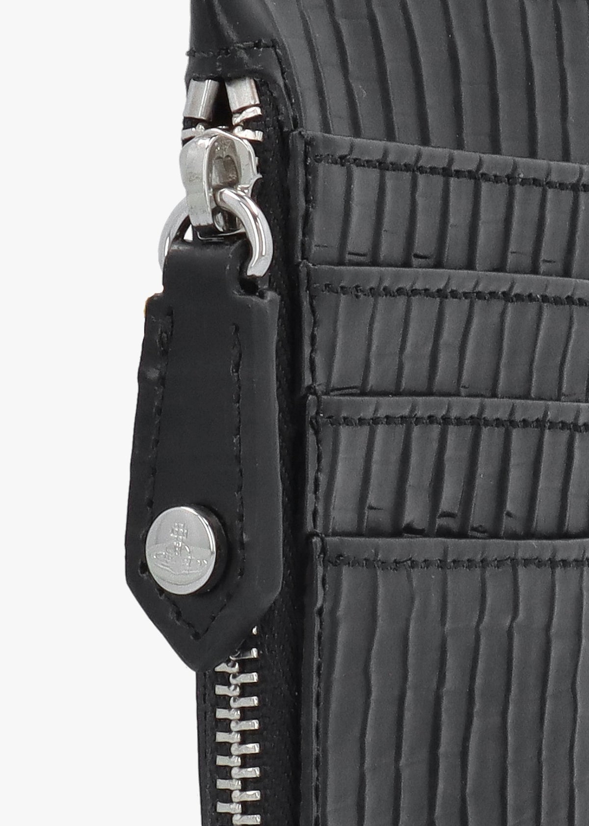 Slim Long Mini Croc Embossed Black Card Holder