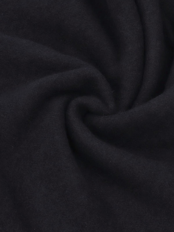 Unisex Embroidered Navy Wool Scarf