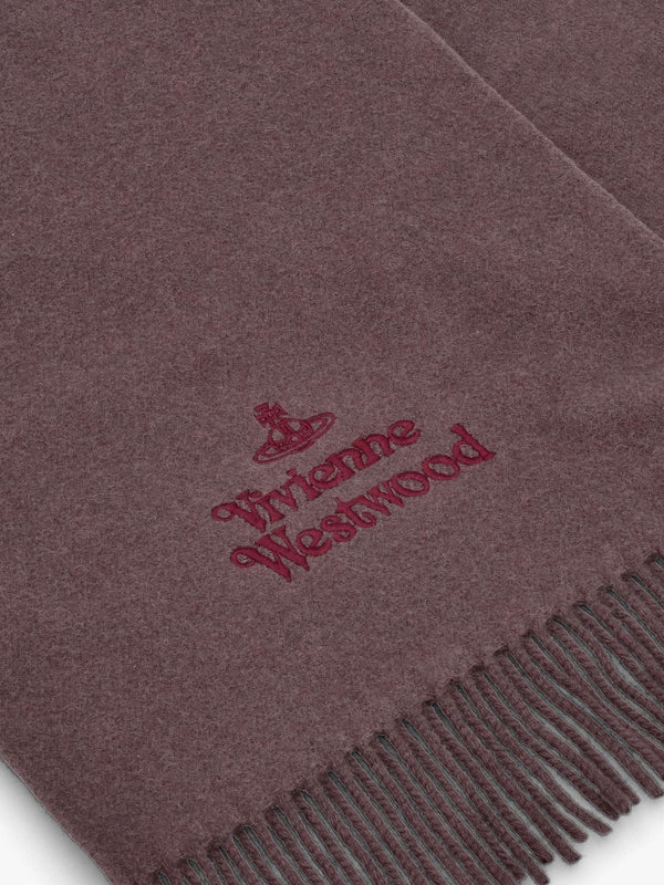Unisex Embroidered Brown Wool Scarf