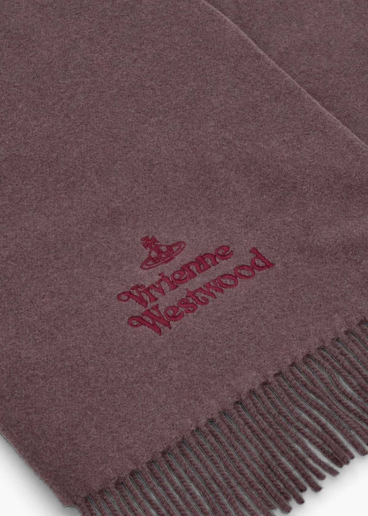Unisex Embroidered Brown Wool Scarf