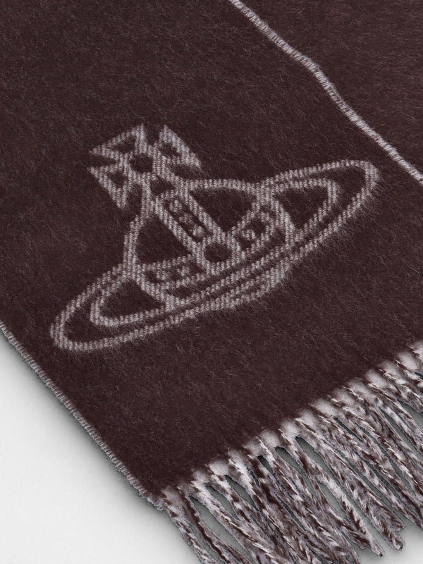 Unisex Double Logo Brown Wool Scarf