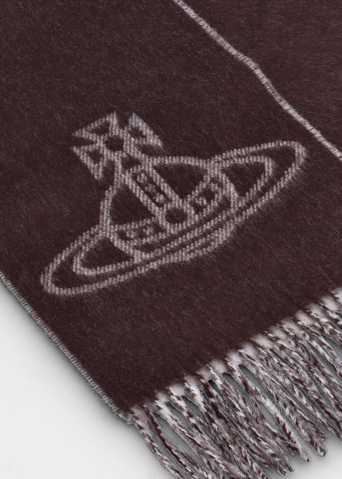 Unisex Double Logo Brown Wool Scarf