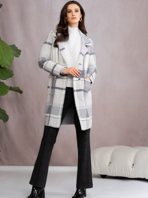 White Multi Knitted Longline Coat