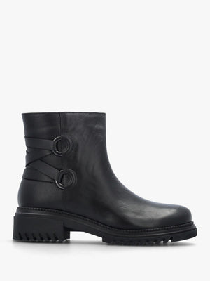 Valie Black Leather Lace Back Ankle Boots