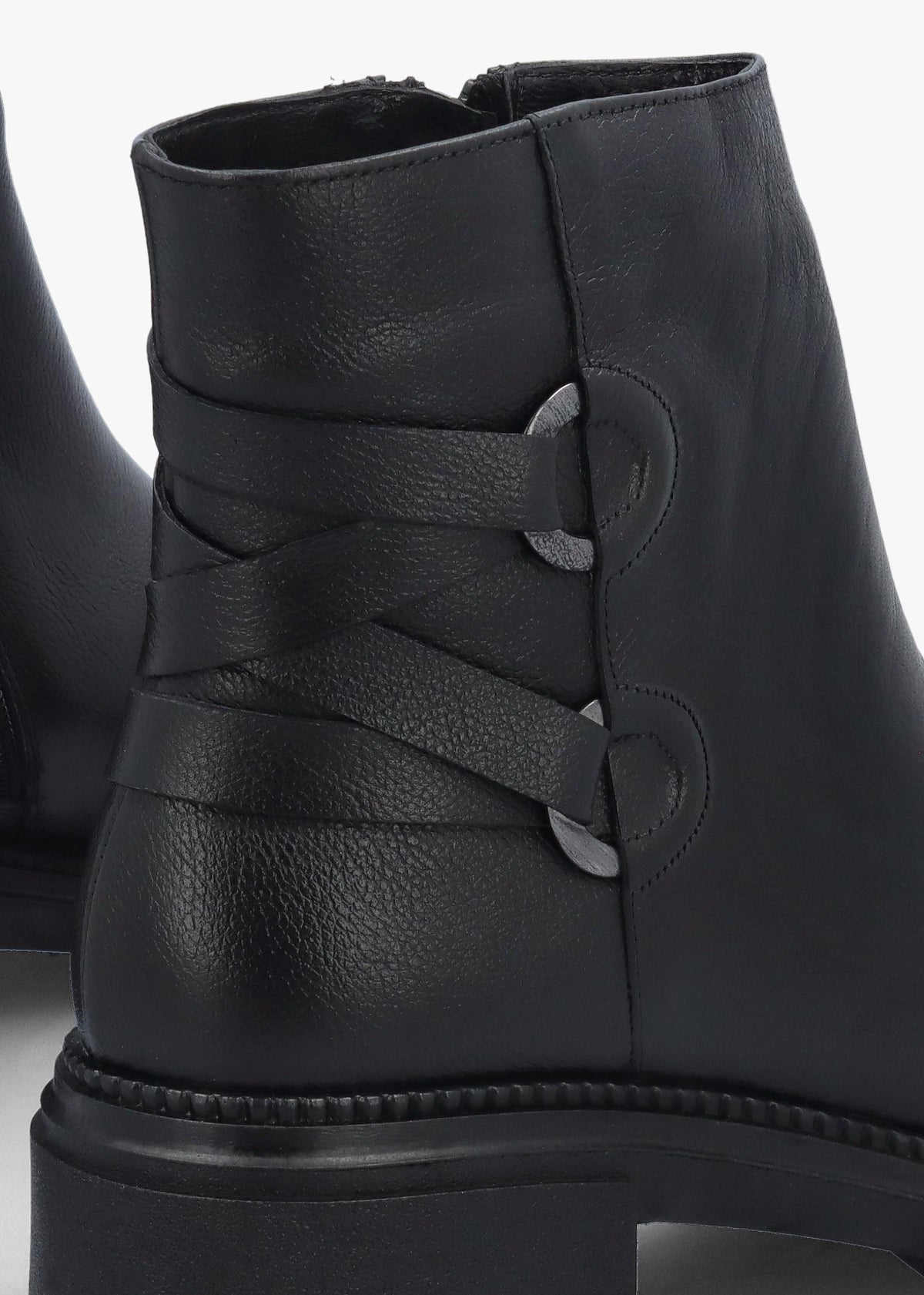 Valie Black Leather Lace Back Ankle Boots