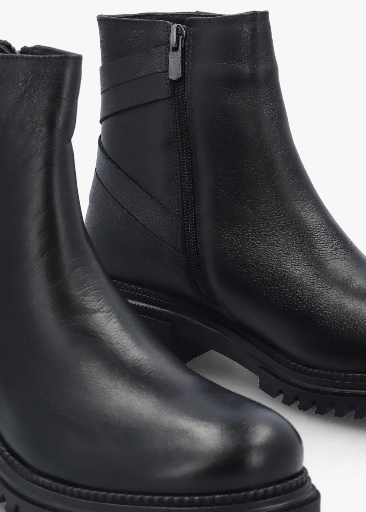 Valie Black Leather Lace Back Ankle Boots