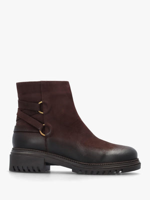 Valie Brown Nubuck Lace Back Ankle Boots