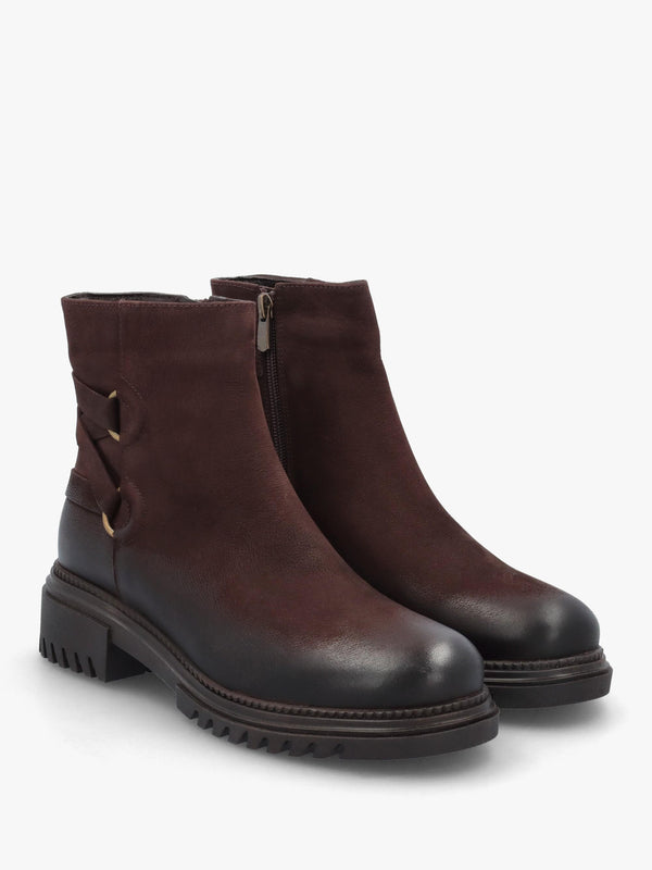 Valie Brown Nubuck Lace Back Ankle Boots