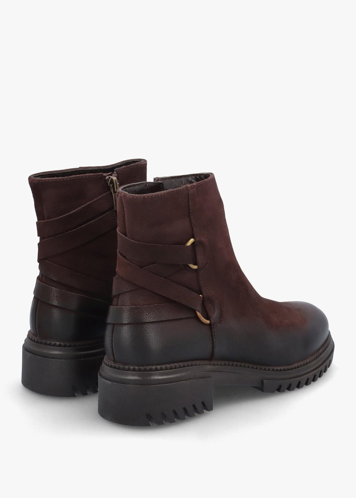 Valie Brown Nubuck Lace Back Ankle Boots