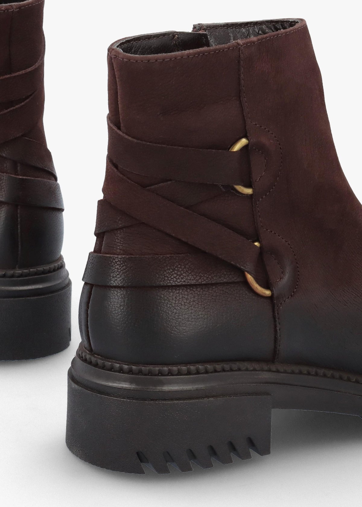 Valie Brown Nubuck Lace Back Ankle Boots