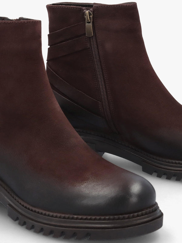 Valie Brown Nubuck Lace Back Ankle Boots