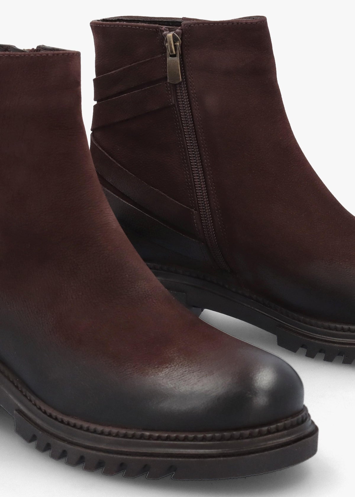 Valie Brown Nubuck Lace Back Ankle Boots