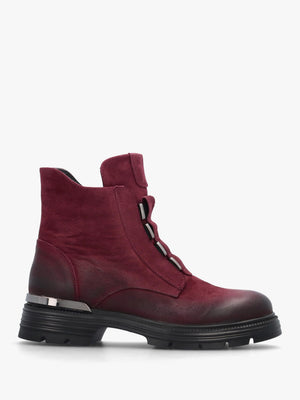 Velar Burgundy Nubuck Elastic Front Ankle Boots
