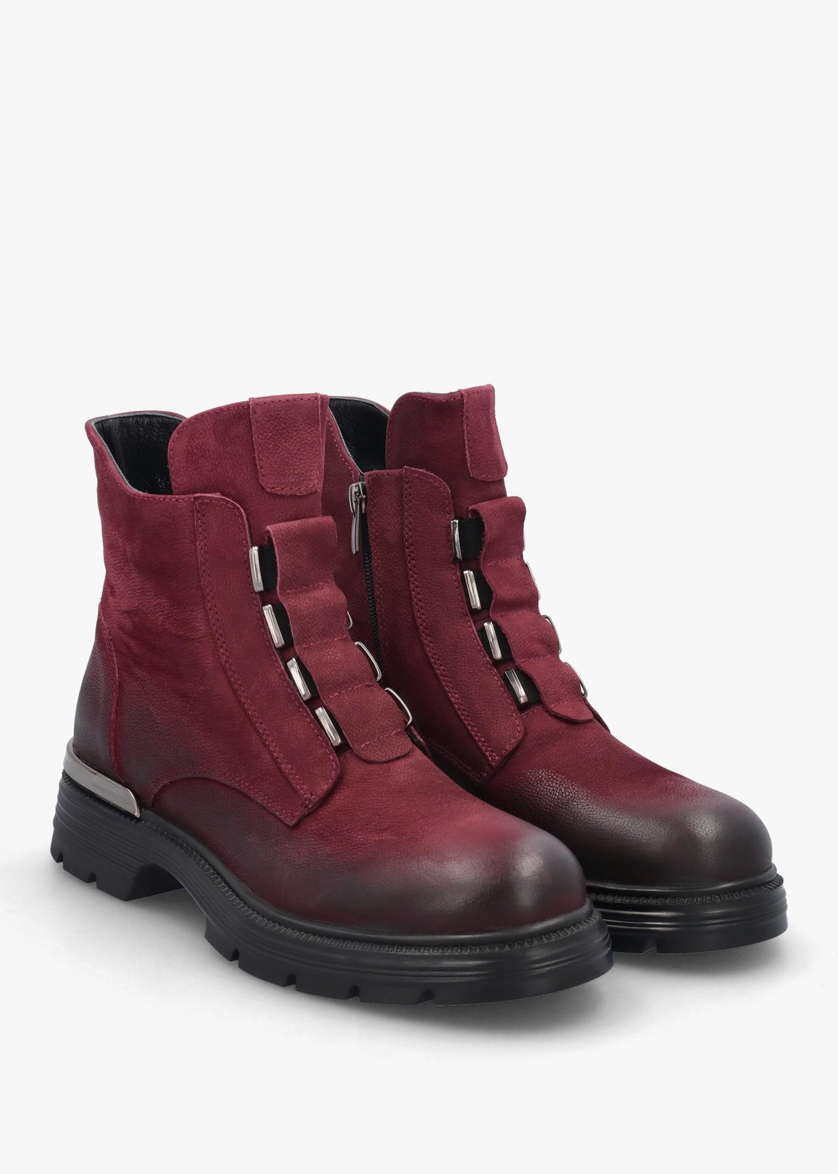 Velar Burgundy Nubuck Elastic Front Ankle Boots