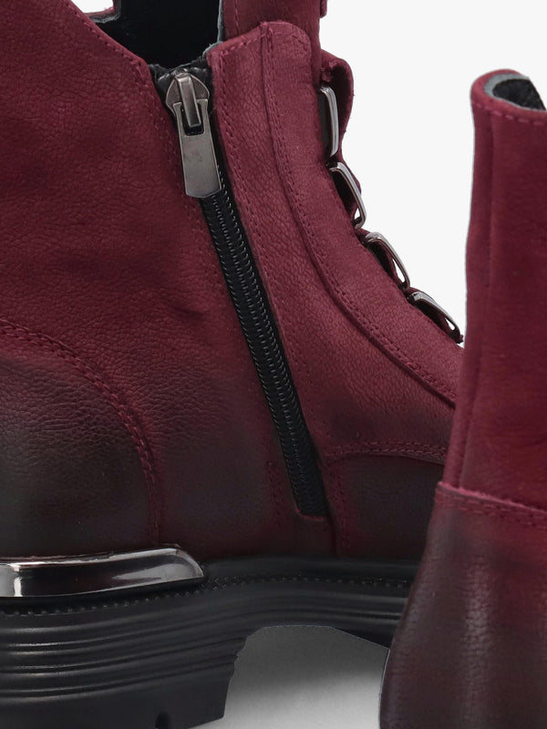 Velar Burgundy Nubuck Elastic Front Ankle Boots