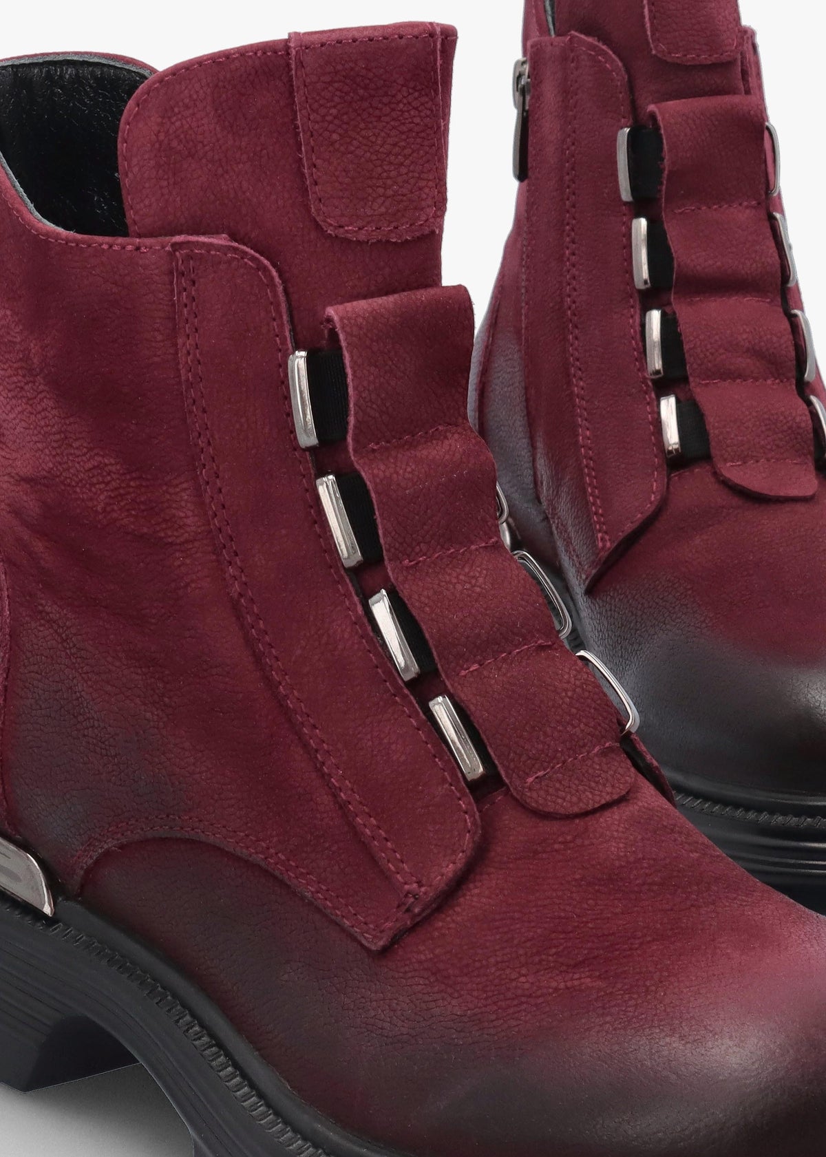 Velar Burgundy Nubuck Elastic Front Ankle Boots