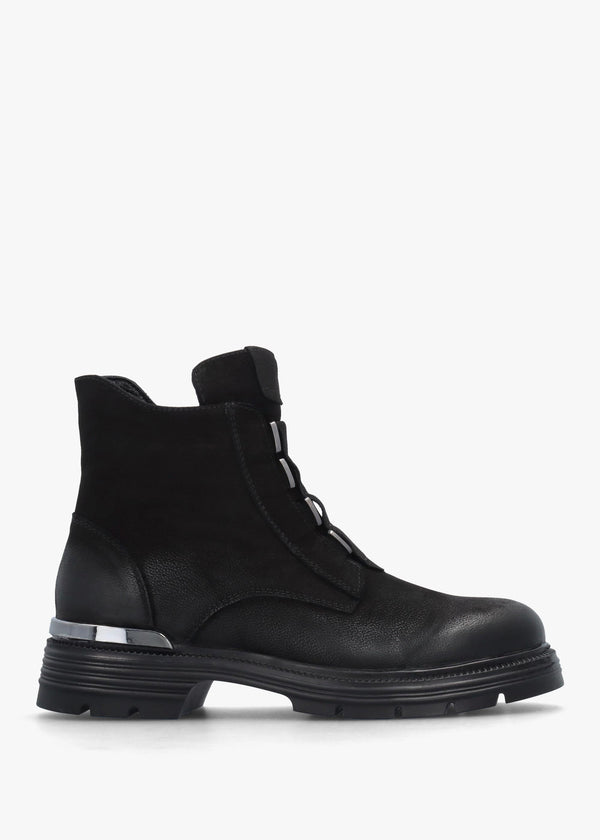 Velar Black Nubuck Elastic Front Ankle Boots