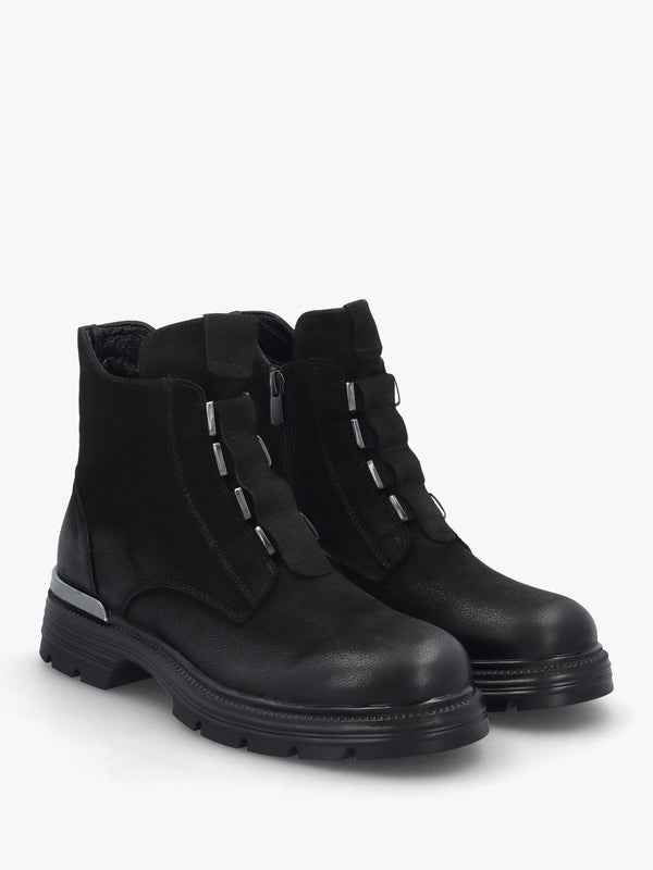 Velar Black Nubuck Elastic Front Ankle Boots