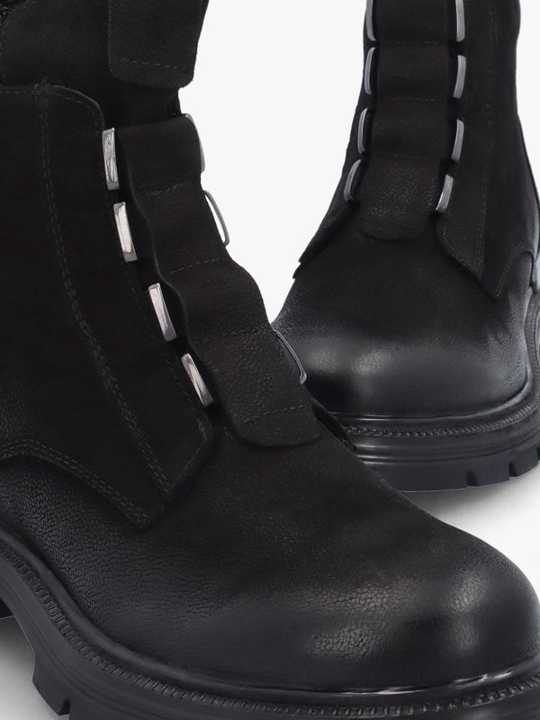 Velar Black Nubuck Elastic Front Ankle Boots