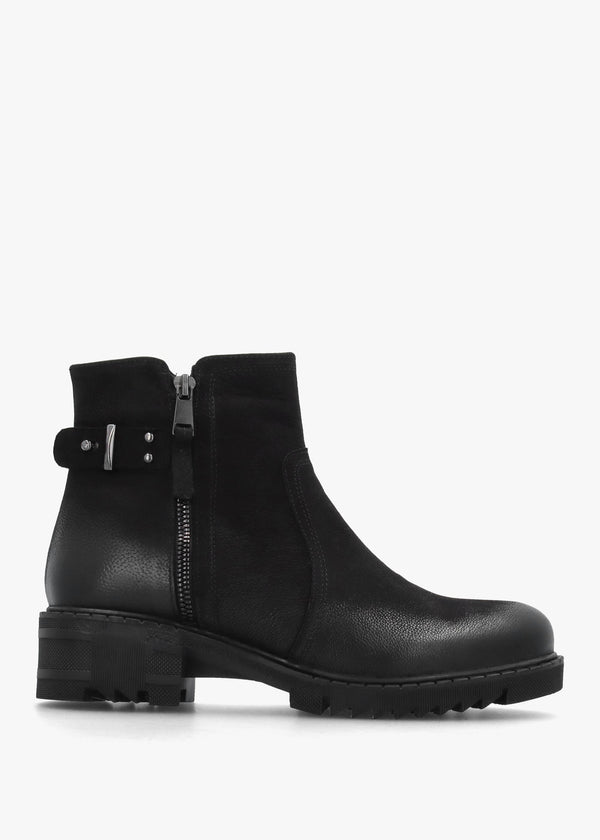 Voluptas Black Nubuck Ankle Boots