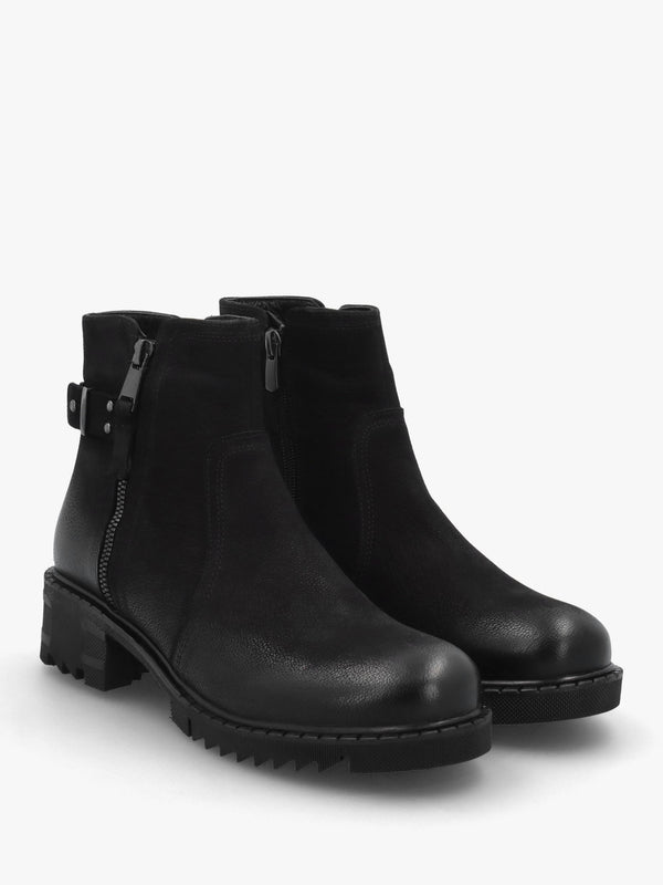 Voluptas Black Nubuck Ankle Boots