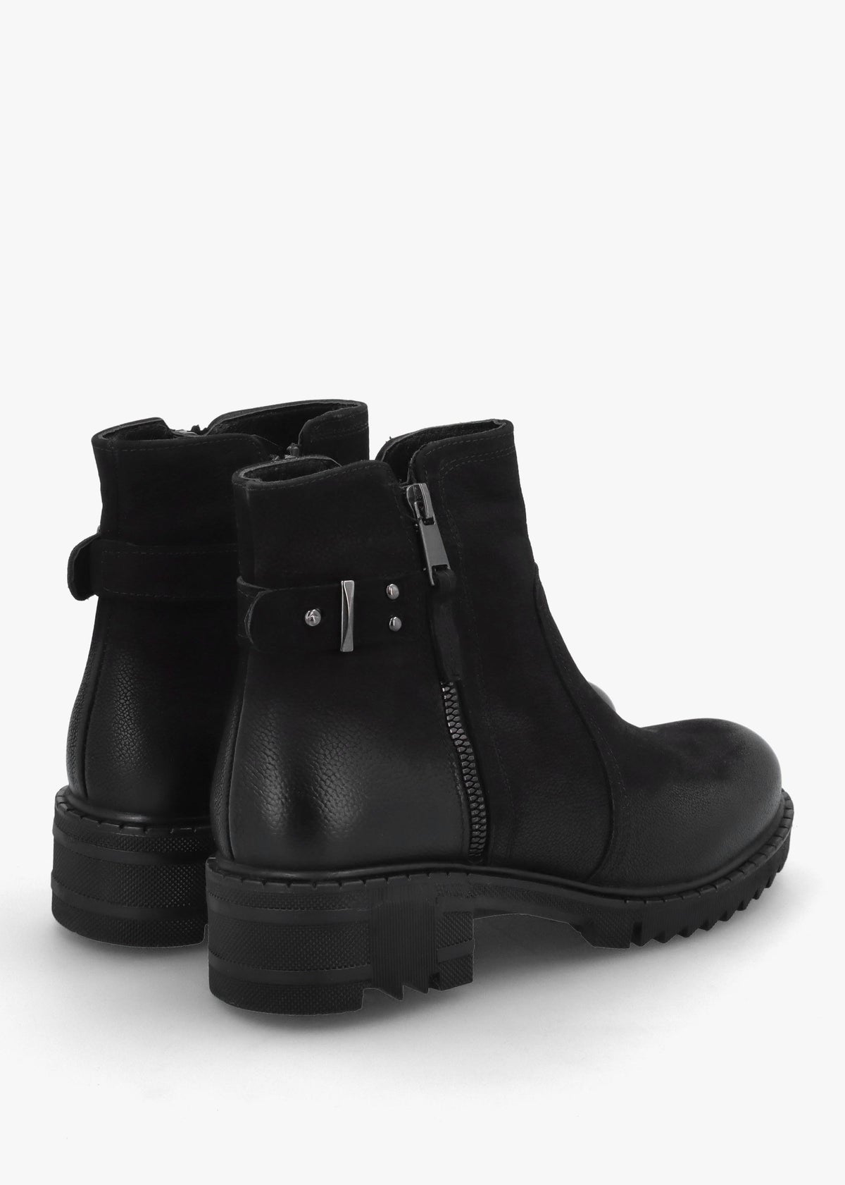 Voluptas Black Nubuck Ankle Boots