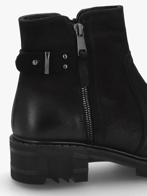 Voluptas Black Nubuck Ankle Boots