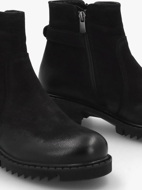 Voluptas Black Nubuck Ankle Boots