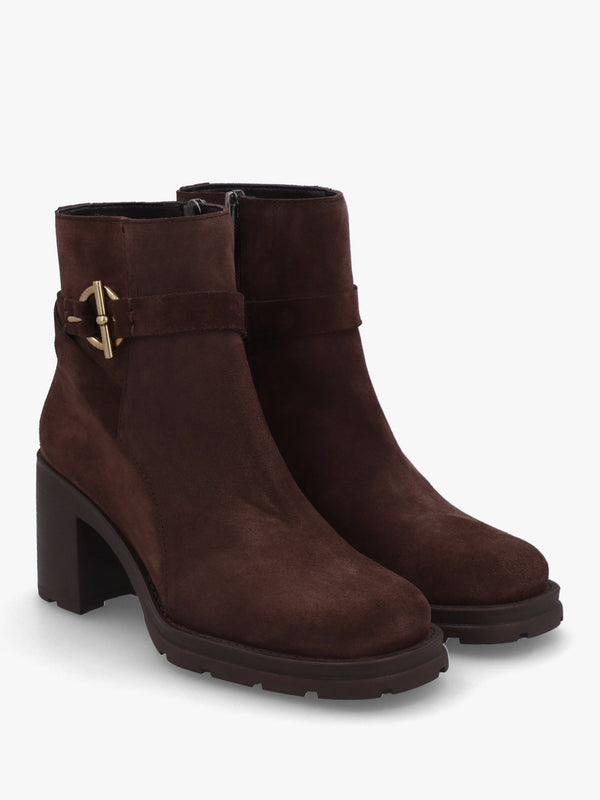 Itrim Brown Suede Block Heel Ankle Boots