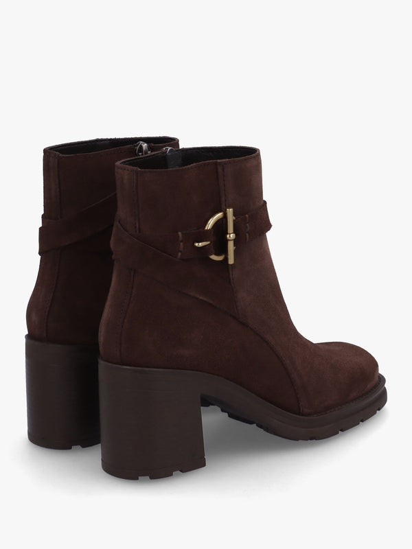 Itrim Brown Suede Block Heel Ankle Boots